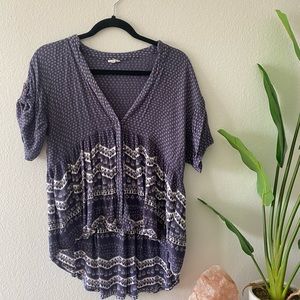 Lightweight Button Up Blouse | Purple, M